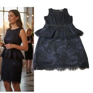 Vintage Eliza J Dress Size 4 Lace Peplum Dark Romantic Black Purple Event Gala